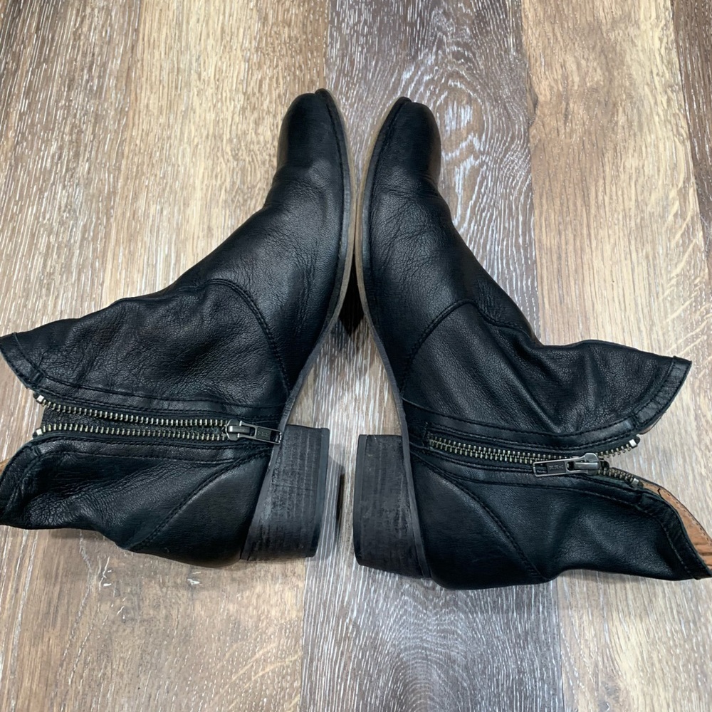 Black leather ankle boots
